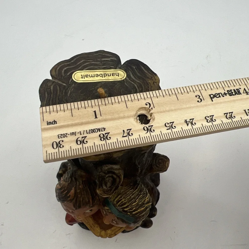 VTG Gunter Kerzen German Hand Carved Painted‎ Candle - Boy & Girl Reading Tree